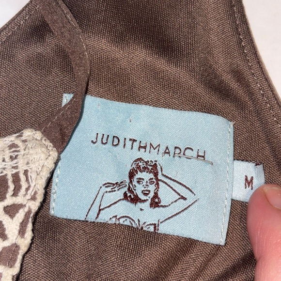 Judith March crochet overlay dress delicate lace design adjustable straps medium - Picture 10 of 11